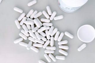 white medication capsules