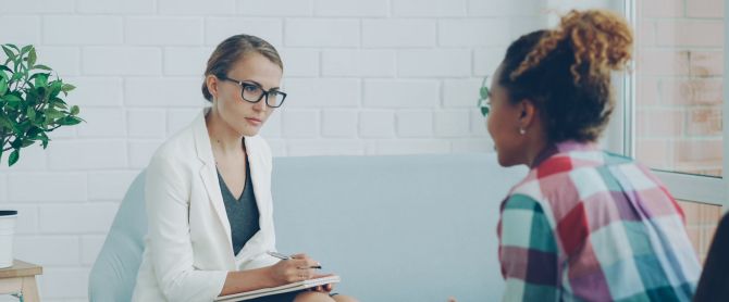 Therapist and client in a counseling session