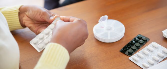 nurse organizing pills and medications